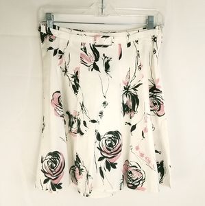Spring Street Floral Skirt White Pink Black Size 7 Feminine Romantic Spring
